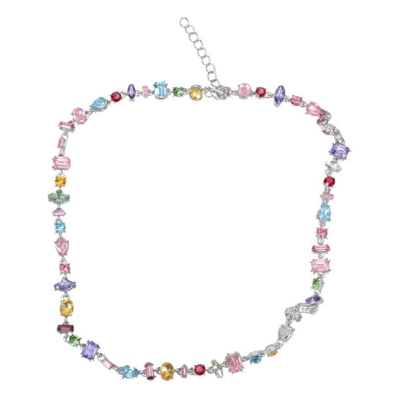 Heart Aesthetic Zircon Necklace Bead Chain Bracelet Clavicle Chain Women Girls Wedding Jewelry Party Birthday Gift