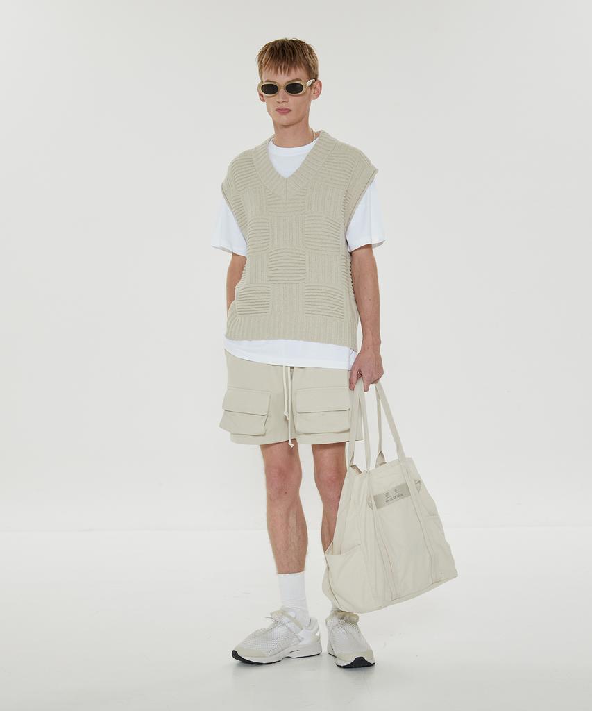 Kimyung Terry V-Neck Knit Vest Sand