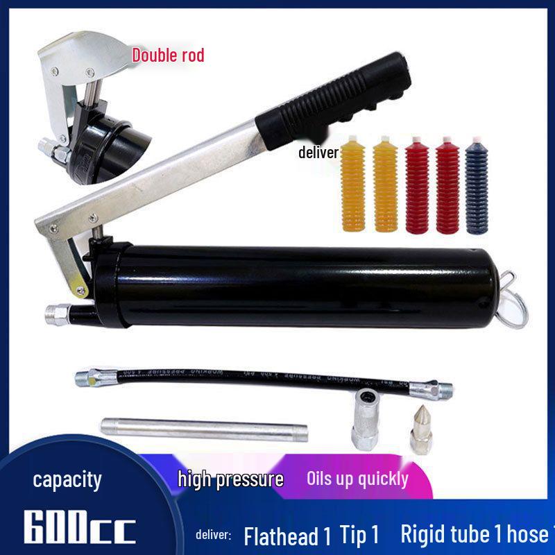 Caterpillar Transparent Grease Gun - High Pressure Manual Injector with Zipper Cartridge, Single/Double Pressure Rod.