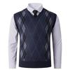 Men's Warm Vest Waistcoat for Autumn and Winter Middle-aged Plus Fleece Thickened Sleeveless Pullover Knitted Sweater