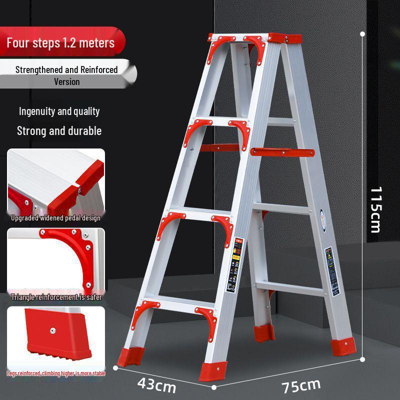 Thickened Aluminum Alloy Non-Slip Multifunctional Folding Herringbone Ladder for Home and Garden