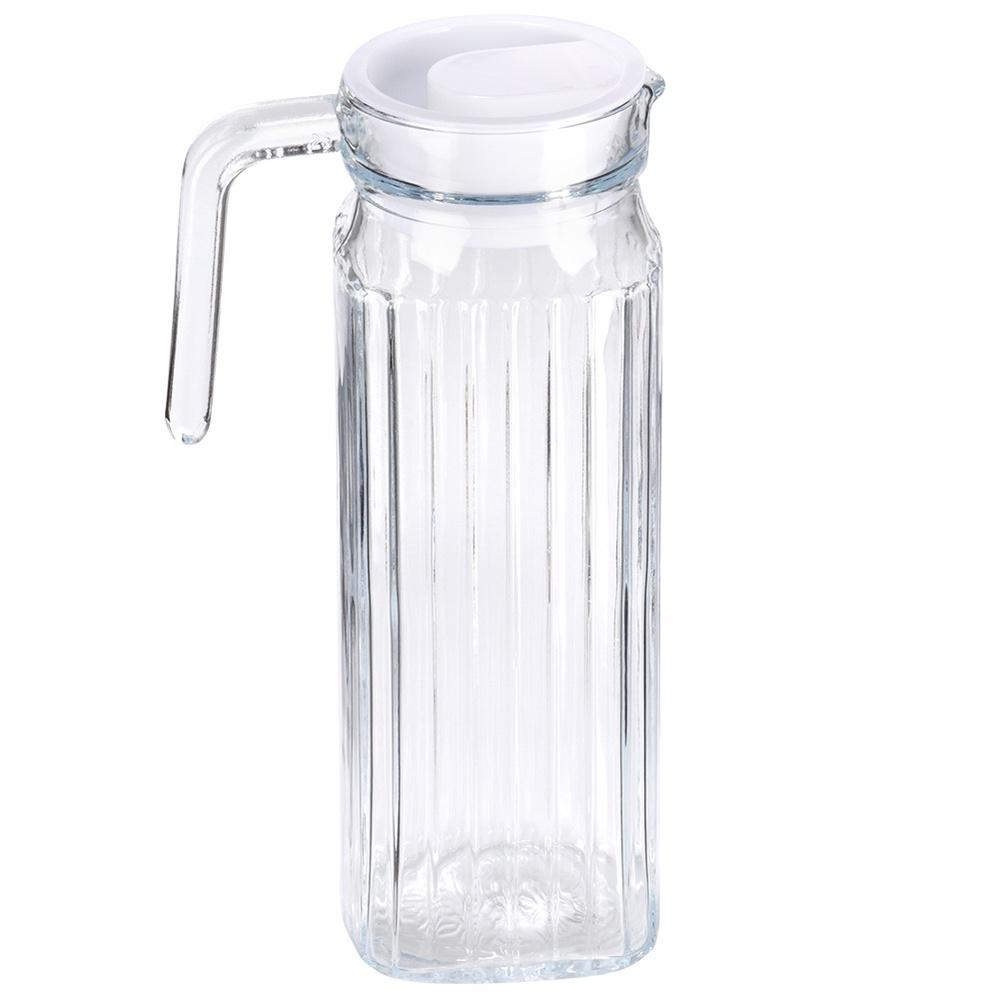 Jug for Drinks Water Juice Lemonade Glass Narrow Lid for Refrigerator 1L