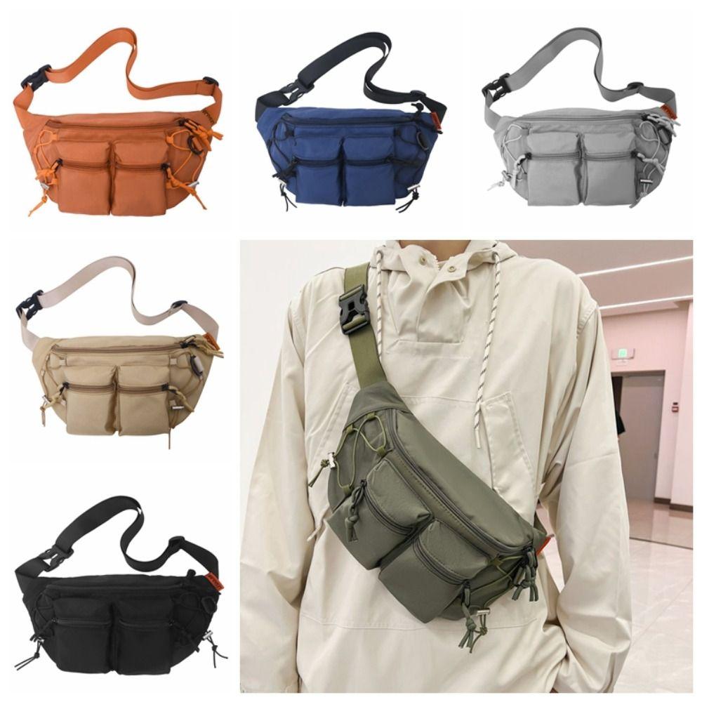 Y2k Men Waist Bag Large Capacity Sports Fanny Pack Simple Multi-pocket Chest Bag  Women