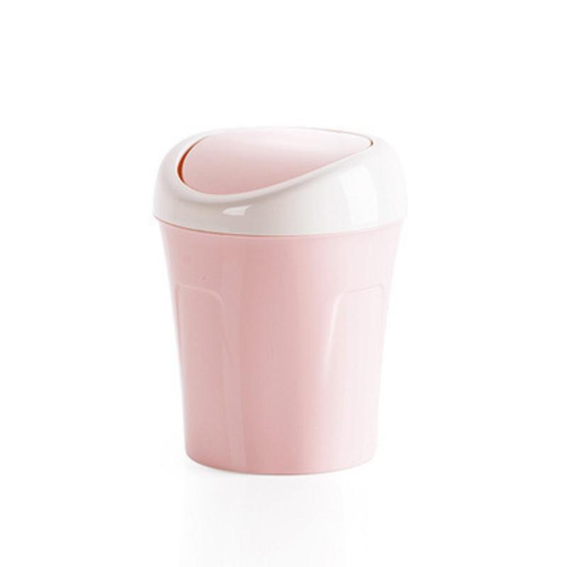 Small Plastic Desktop Trash Can Swing Lid Odor Proof Lightweight Mini Waste Bin for Bathroom Office Makeup Vanity