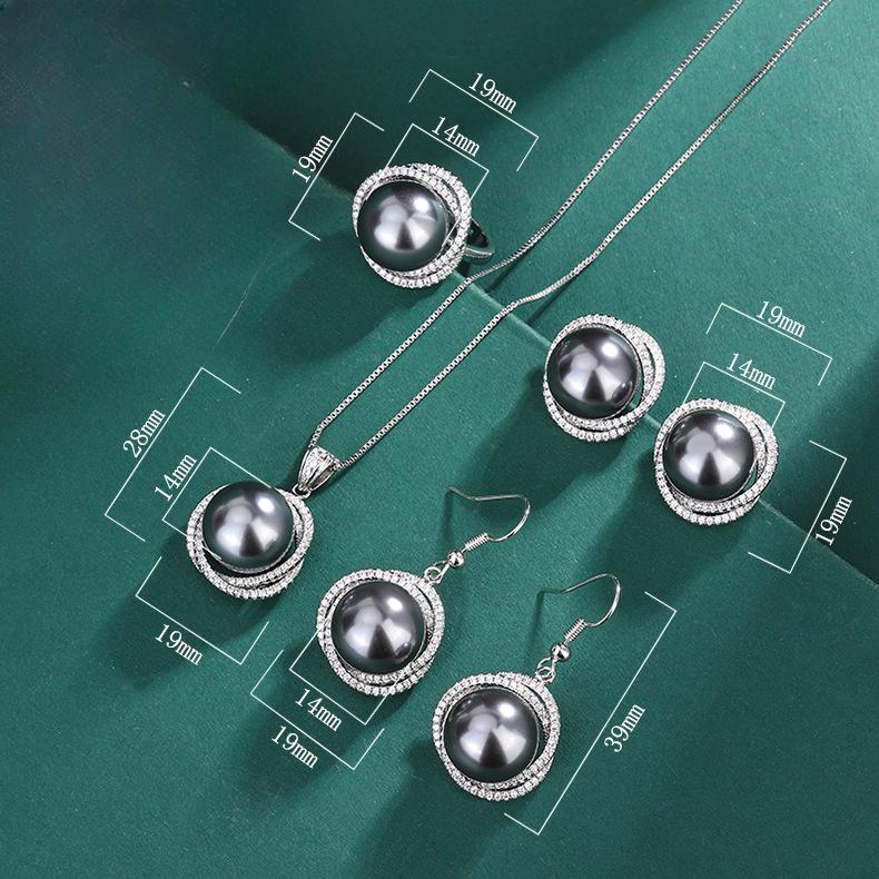 Imitation Freshwater Pearl Earrings Stud Earrings Fashion Clover Pearl Ring Tahitian Pearl Pendant Necklace Clavicle Chain