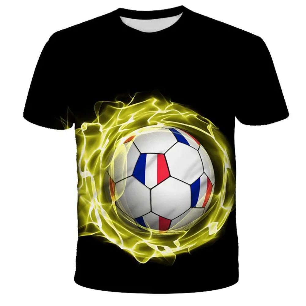 Football Pattern 3D Digital Printed Casual Parent-child Clothes Breathable Casual Short Sleeved Round Neck T-shirt Size 100-6XL