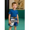 Brighttrust Muay Thai Kickboxing Trunks for Competition and Suitable for and Kids Size K-1 Training, Amateurs, Men, Women, (White & Blue, M)