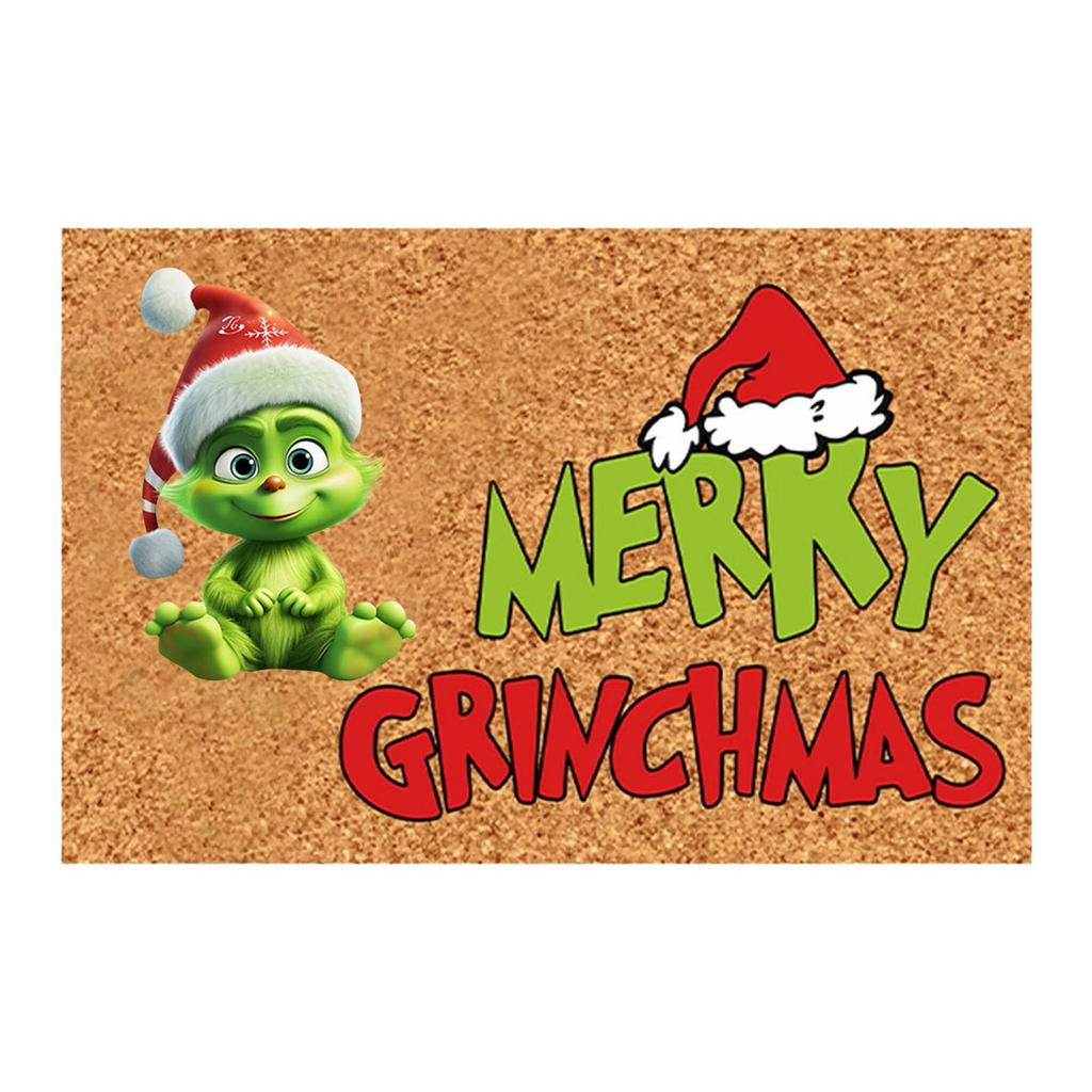 Grinch Floor Mat, Christmas Carpet, Holiday Door Mat, Green Clown Floor Mat.