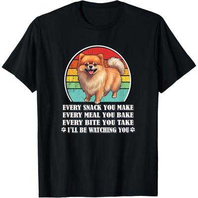 Mens Womens Funny Retro Vintage Every Snack Pomeranian Lover T-Shirt