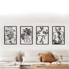 4 Piezas Arte de Pared de Metal Negro Figura Femenina Abstracta Dibujo Lineal Decoración de Pared Minimalista Moderna para Sala de Estar Dormitorio Baño
