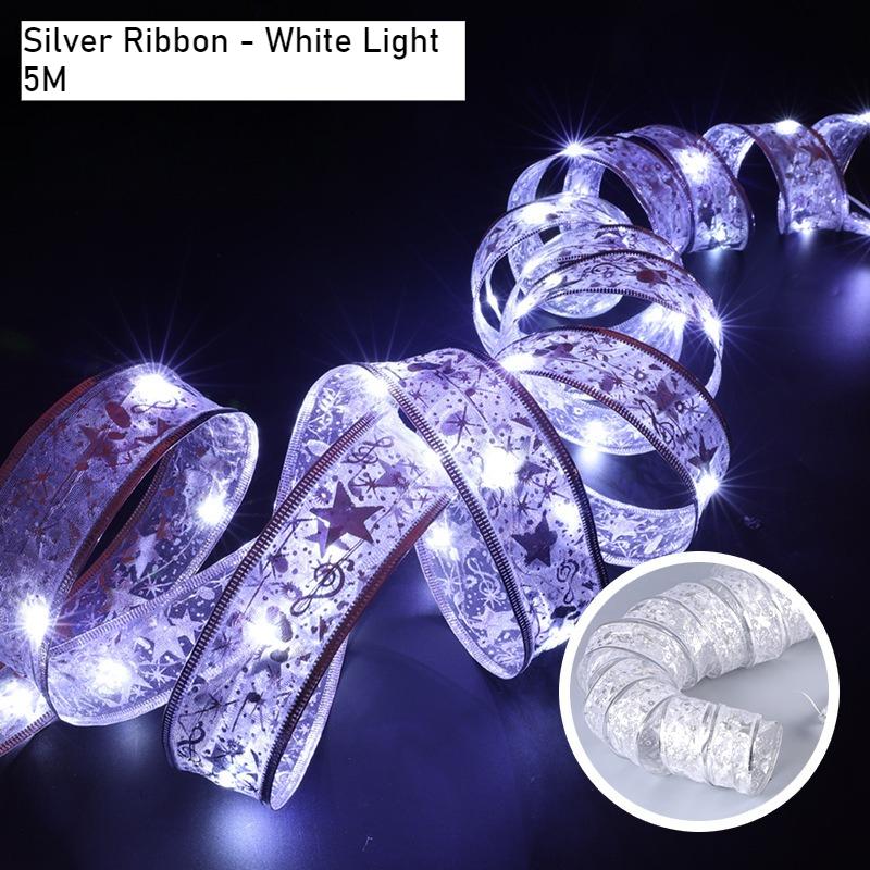 

5 м Рождественская лента, гирлянда, сказочные огни, украшение для дома, DIY банты, гирлянда, елка, рождественский декор, Новый год 2026 5M