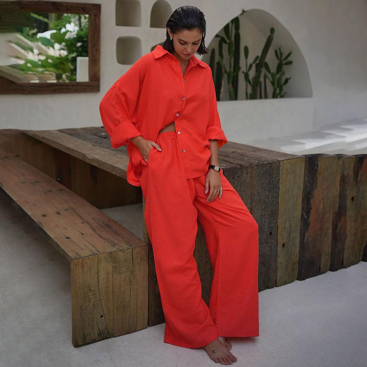 Комплект из двух предметов с квадратным воротником и длинными рукавами — фото 9