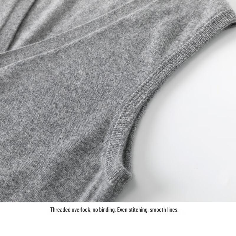 Hengyuanxiang Men's Pure Cashmere V-Neck Cardigan Vest