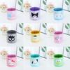 Pu Cartoon Grid Round Storage Bin With Foldable Design For Desk Organization And Office Use