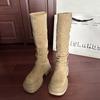 Pile suede high tube thick sole knee boots women's boots knight boots increase in height in autumn and winter, but new small men