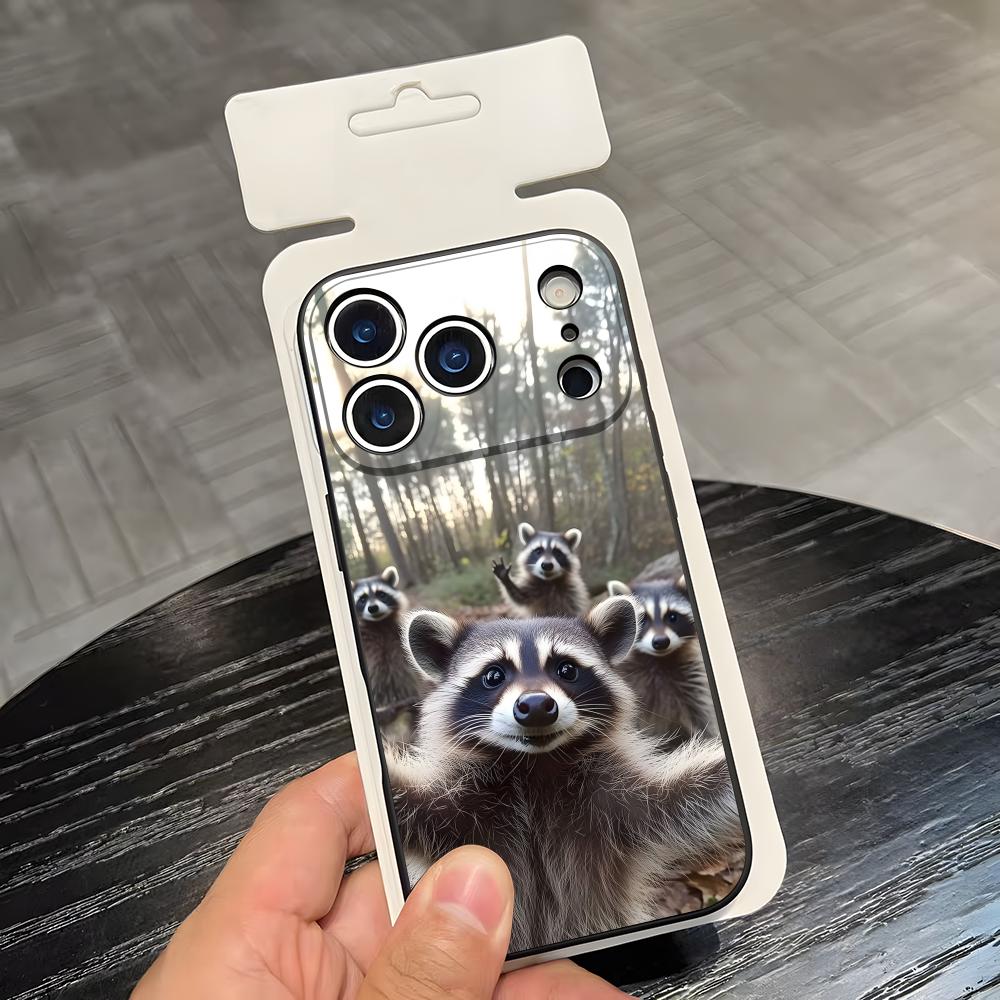 Cute Raccoon Phone Case For IPhone 17 Air 16 E Pro Max 15 14 13 Mini 12 Pro 11 Max Plus Black Soft Shell