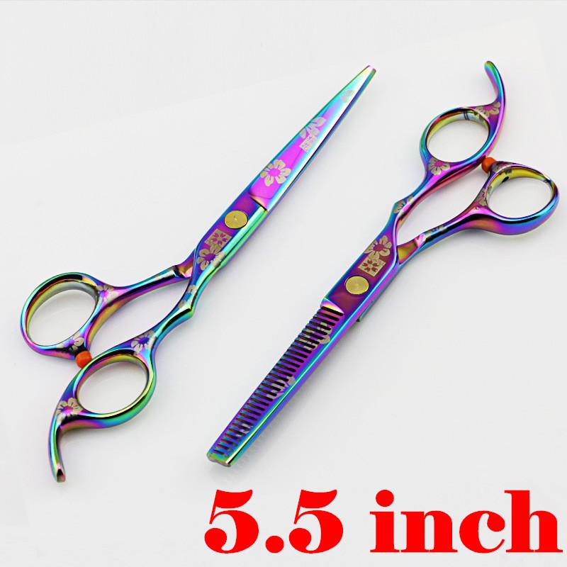 Professional 5.5 6 '' Purple Cherry Hair Scissors Haircut Thinning Barber Makas Cutting Shears Hairdresser Scissors