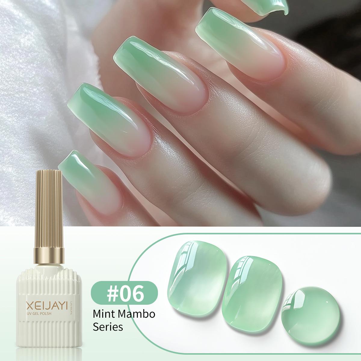 

2025 Серия Mint Mambo: Прозрачный молочный гель-лак цвета льда в зеленых и сине-зеленых оттенках - Специальное предложение для салонов маникюра