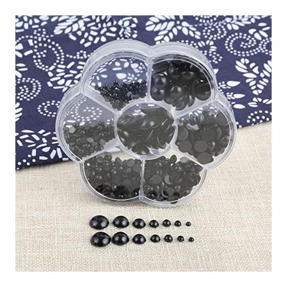 760 Pieces Stuffed Animal Eyes Black Eyes Animal Doll Toy Eye Eyes Teddy Bear Doll Making Plastic Adhesive Type Handicraft Parts DIY 3mm 4mm 5mm 6mm