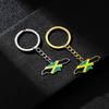 Ethnic Style Keyholder Keychain Souveniry Gift Stainless Steel Map Keychain Backpack Map Flag Shape Keyring for Unisex
