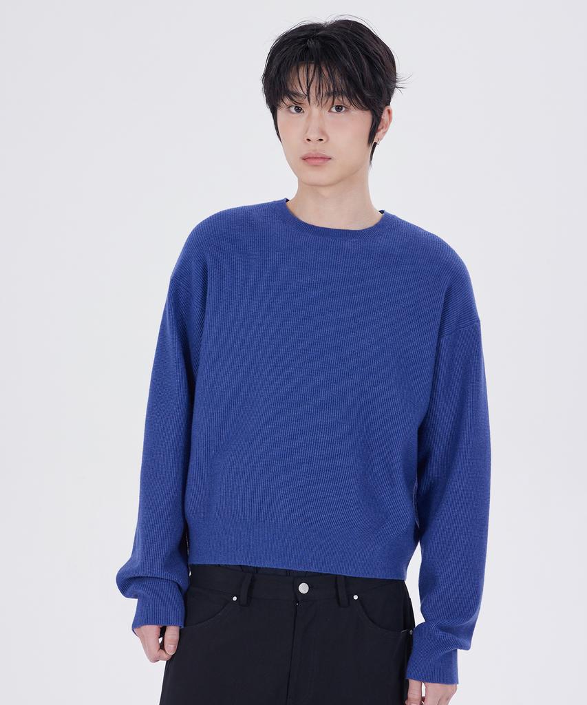 GLW Essential Round Neck Crop Knit Blue
