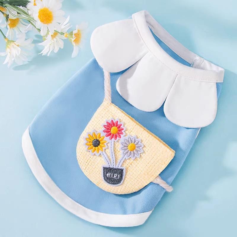 

Sunflower petal collar spring summer thin breathable satchel vest than bear dog into kitten pet cat clothes S (recommended weight 3-2.5 kg)