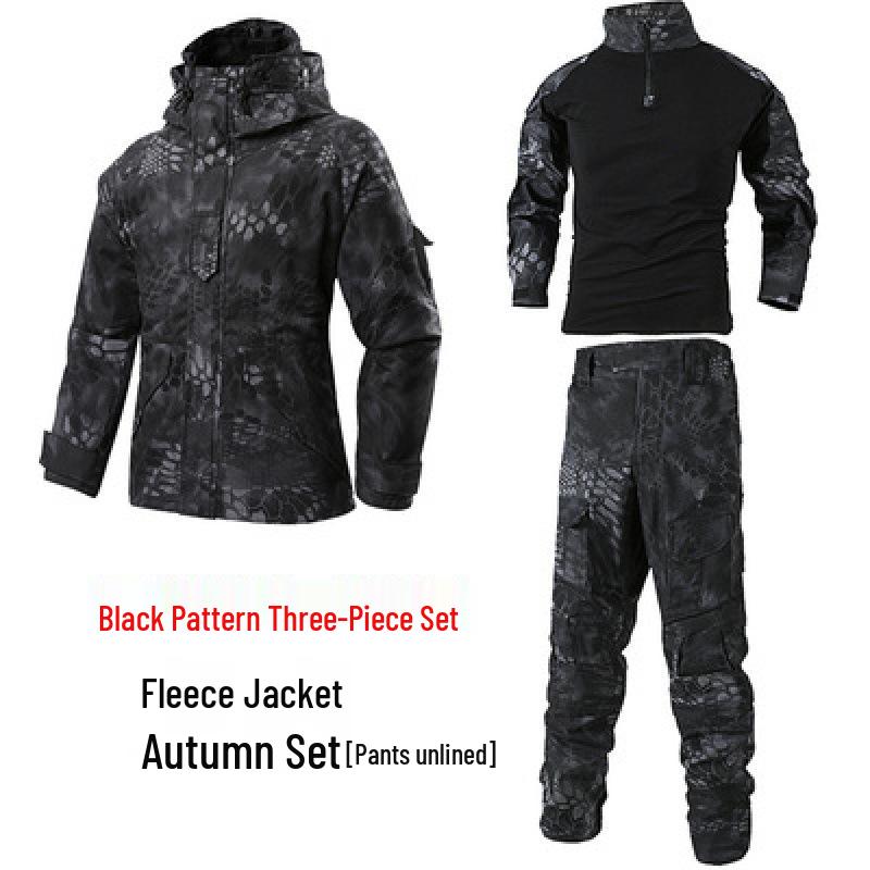 Herren- und Damen-Wasserdichte Camouflage-Taktische Jacke Set - Winddicht, mit Plus-Samt, Verdickt für Herbst und Winter.