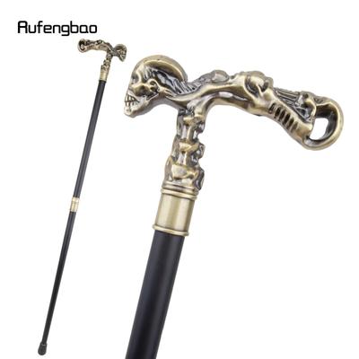 Bastone da passeggio con teschio dorato Decorativo Vampiro Cospaly Vintage Party Bastone da passeggio alla moda Halloween Crosier 93 cm