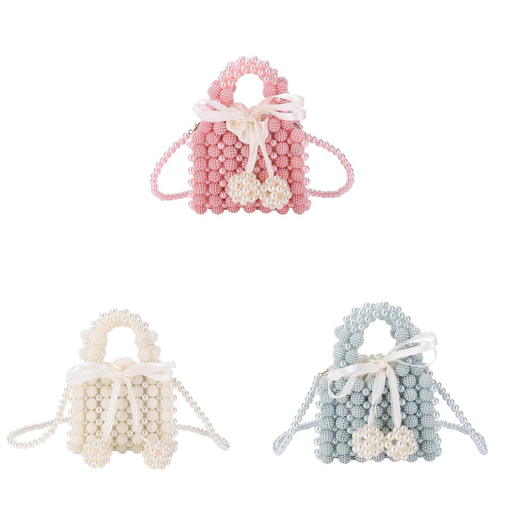 Acrylic Butterfly Knot Tote Bag With Pearl Weaving For Casual Daily Use