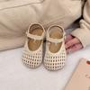 Youth Style Shoes Girls Sandals With Mesh Weave Design Closed Toe Soft Rubber Sole Princess Style Slip-On Shoes Kids
