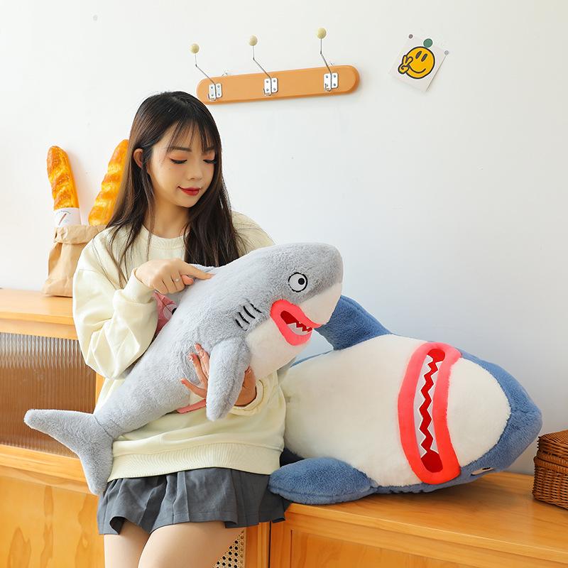 Smiling Shark Plush Toy Cute Red Lips Megalodon Pillow Doll Large Sleeping Soothing Doll