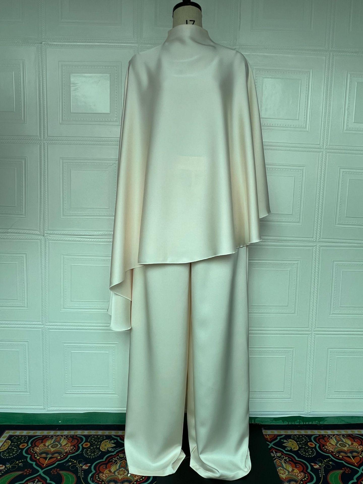 2026 Chic Women s Long Sleeve Irregular Top & High Waist Slimming Wide Leg Pants Set M