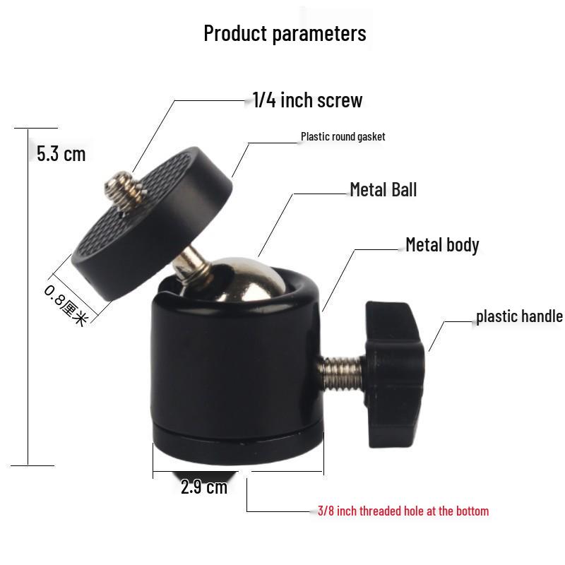 

3/8 Metal Rotating Pan Tilt Head with Phone Holder & Tablet Tripod Mount for Live Broadcasts
