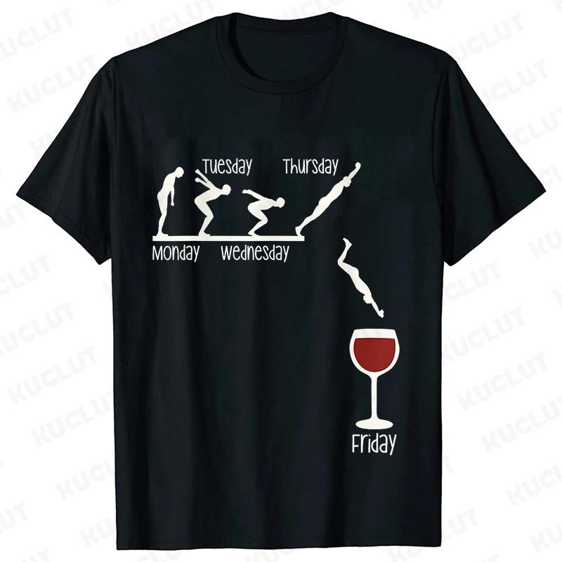 Funny T-Shirts for Men Drinking Lover Y2k Tops Oversized Clothing Short Sleeve Friends Friday Beer Day Weekend Party Streetwear