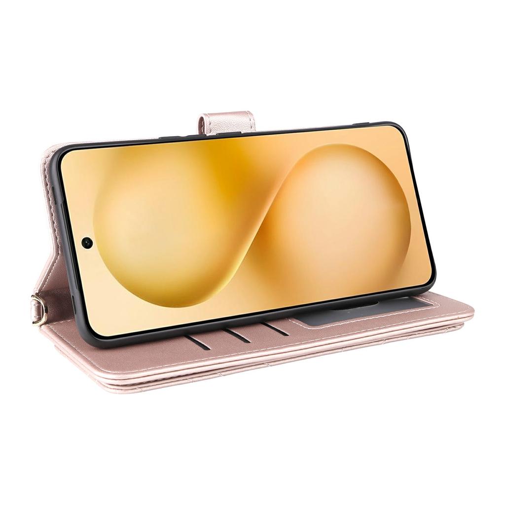 For vivo V60 5G Case with Shoulder/Wrist Strap Leather Phone Cover Stand Wallet