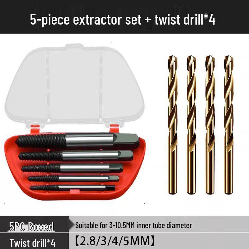 Double-Headed Screw and Broken Pipe Extractor with Four-Point and Six-Point Reverse Threads