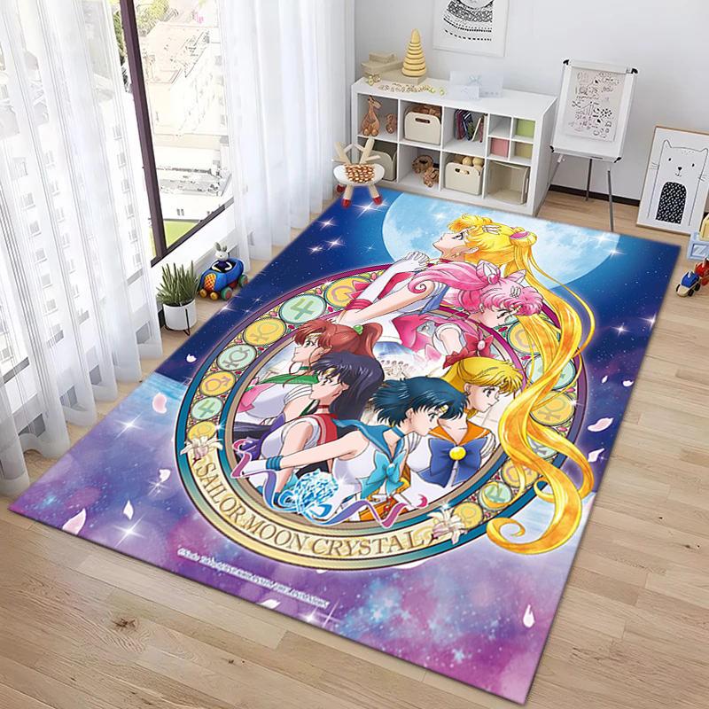 Cute Cartoon Theme Sailor Moon Tsukino Usagi Cartoon Rug Multifunctional Household Anti-slip Decorative Door Mat, Outdoor Floor Mat, and Carpet Y8
