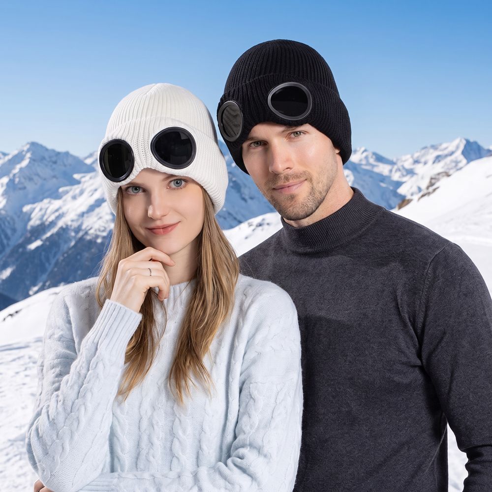 Afneembare Bril Warme Ski Masker Hoeden Winddichte Gebreide Hoed Mode Winter Bril Petten Buiten