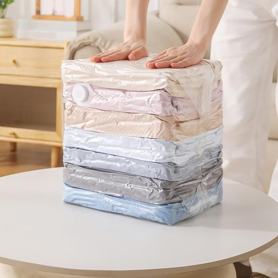 No Pump Vacuum Storage Bags Durable Reusable Oversized Cube Design Easy Compression Saves