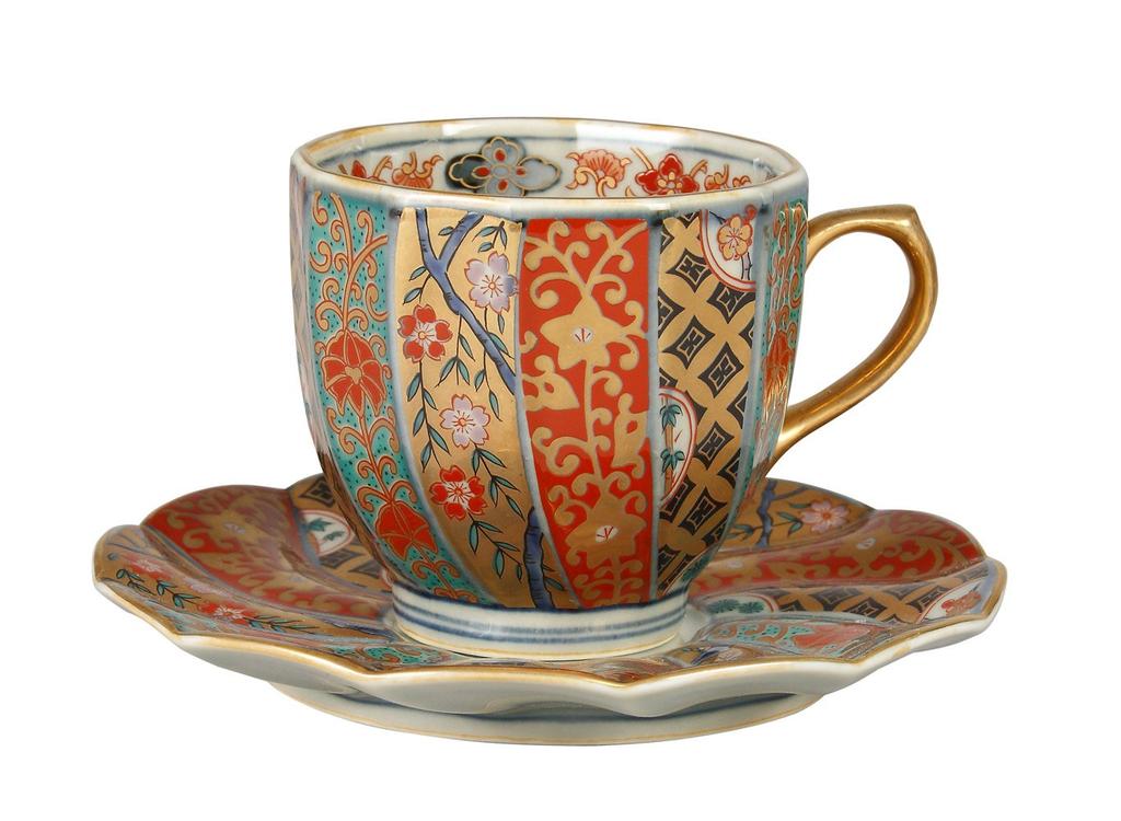 Rinkurou Kiln Gold Colored Twisted Pattern Coffee Bowl Dish 009376C760