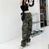 American high street hiphop hip hop camouflage overalls jeans children straight wide leg casual trousers