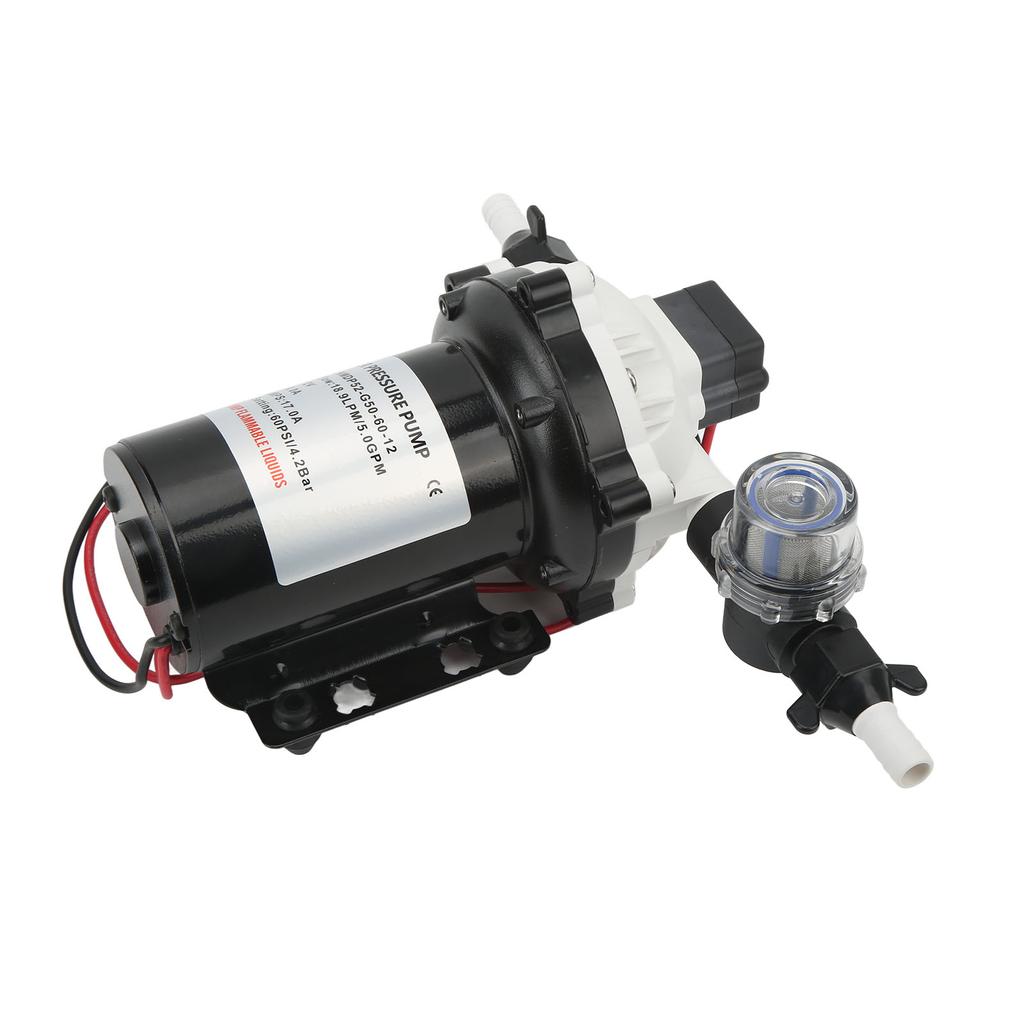 12V Self Priming Diaphragm Pump High Flow 5.0GPM 60PSI Efficient Water Pump for RV Yacht