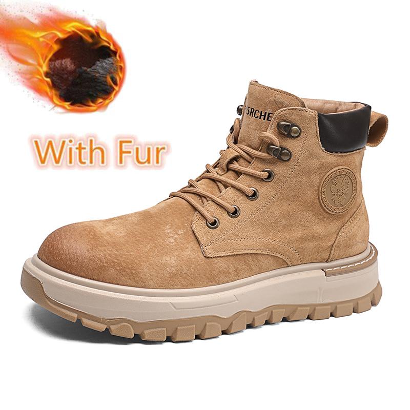 

Fashion Fashion Men s High Top Leather Shoes Lace-Up Motorcycle Ankle Boots for Men Warm Winter Boots Comfy Leisure Walk Male Snow Botas 44