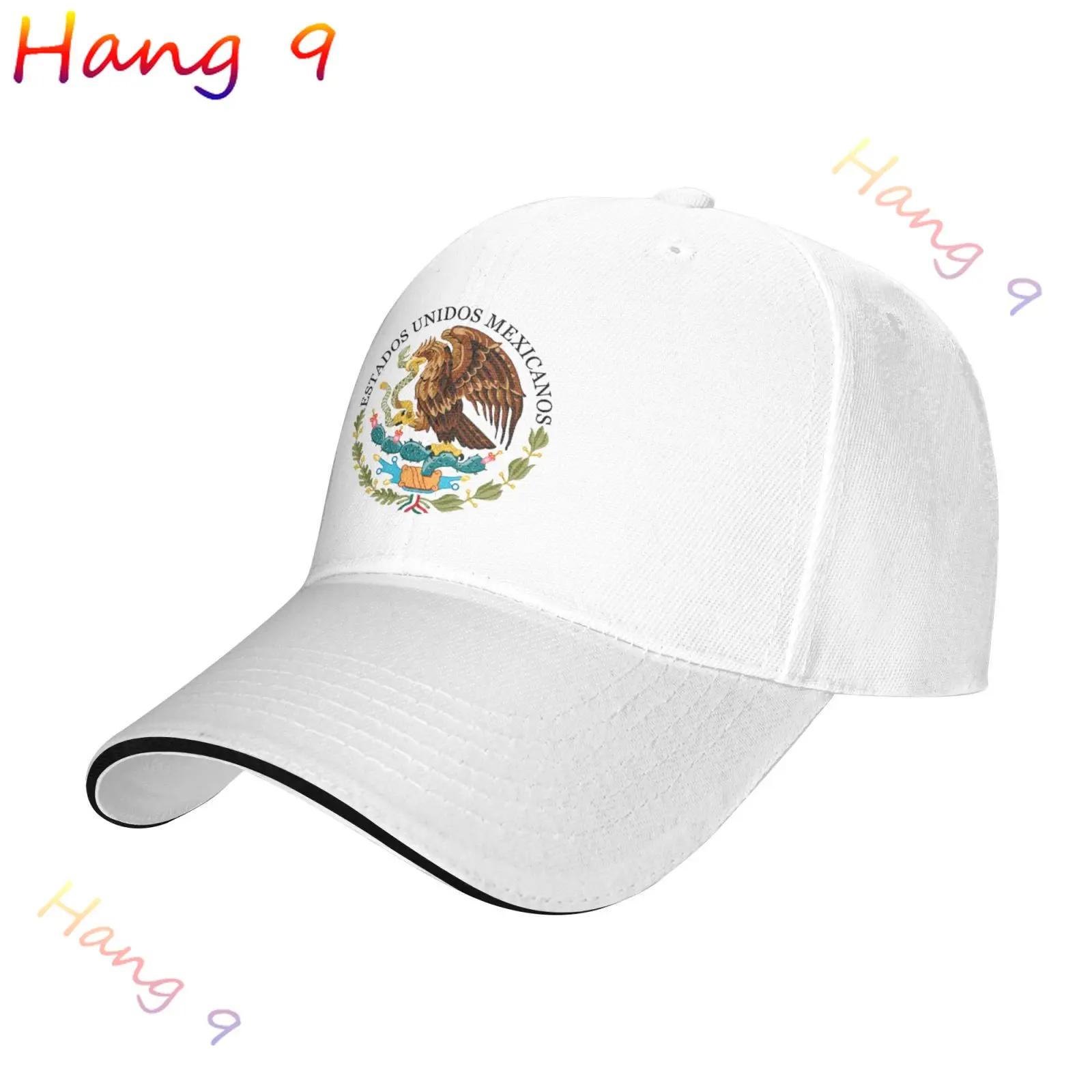 Classic Coat of Arms of Mexico Sandwich Hat Women Unisex Custom Adjustable Adult Mexican Flag Seal In Sepia Mesh Cap Adjustable