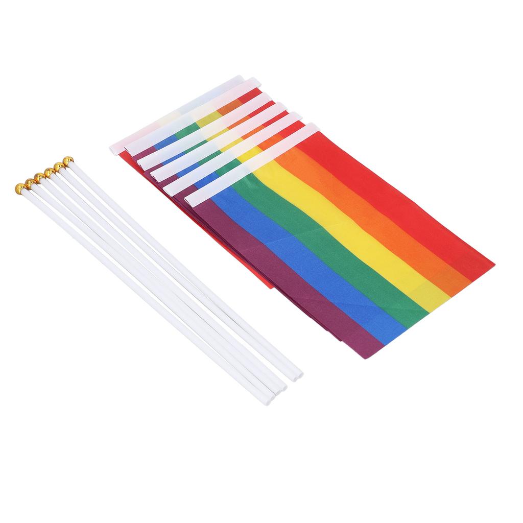 24Sets Mini Pride Flags Color Lasting Small Lightweight Gay Pride Flags for Festival Party Holiday Parading Decorations
