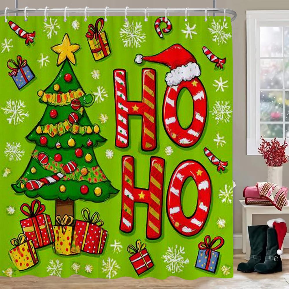 Zimowe Świąteczne Zasłony Prysznicowe Miasto Ulica Bałwan Śnieżna Góra Sceneria Nowy Rok Boże Narodzenie Wystrój Domu Łazienki Zestaw Zasłon Kąpielowych