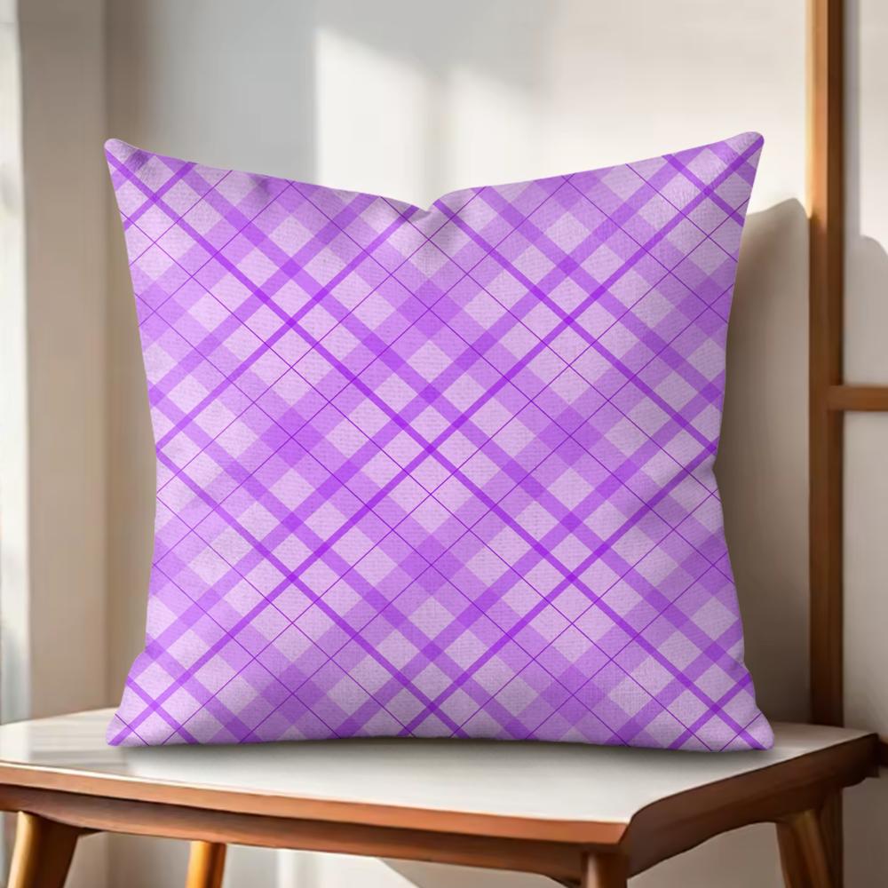 purple diamond pattern Cushion Cover Natural Linen Organic Fabric DoubleSided Printing Couch Pillow Covers Home Decor Gift