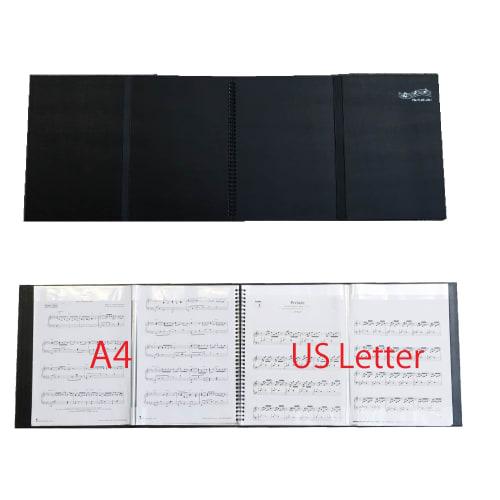 FILE PLUS+DO! 4-Page Sheet Music File, 15 Sheets, 60 Pages, Piano Sheet Music, 4-Sided Mount, Writing-Friendly, Non-Reflective, Black