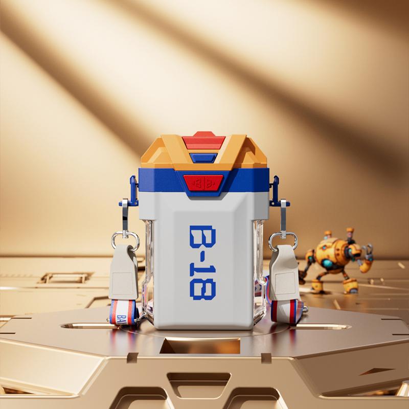 LUSQI New 710ml Large Capacity Creative Double Drinking Cup Cool Mecha Student Water Cup Children's Water Cup Shatterproof Cup