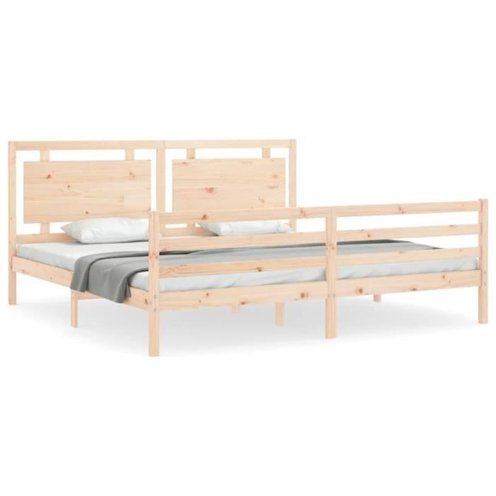 VidaXL Cadre de lit avec tête de lit 200x200 cm bois massif 3194071